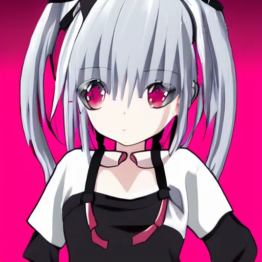 Image similar to vtuber white hair, red eyes, two little horn on the head, anime style, manga