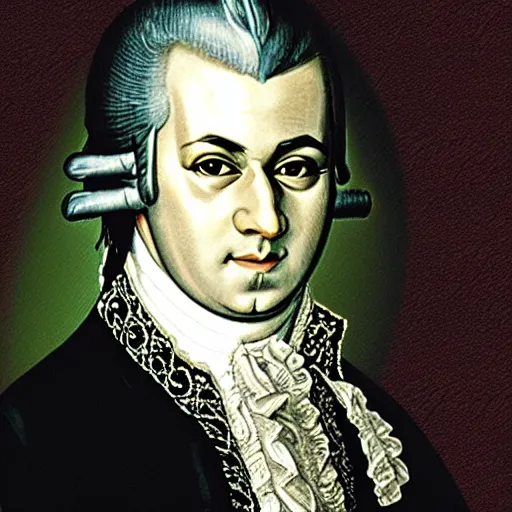 Prompt: Mozart bloodshot eyes holding a joint