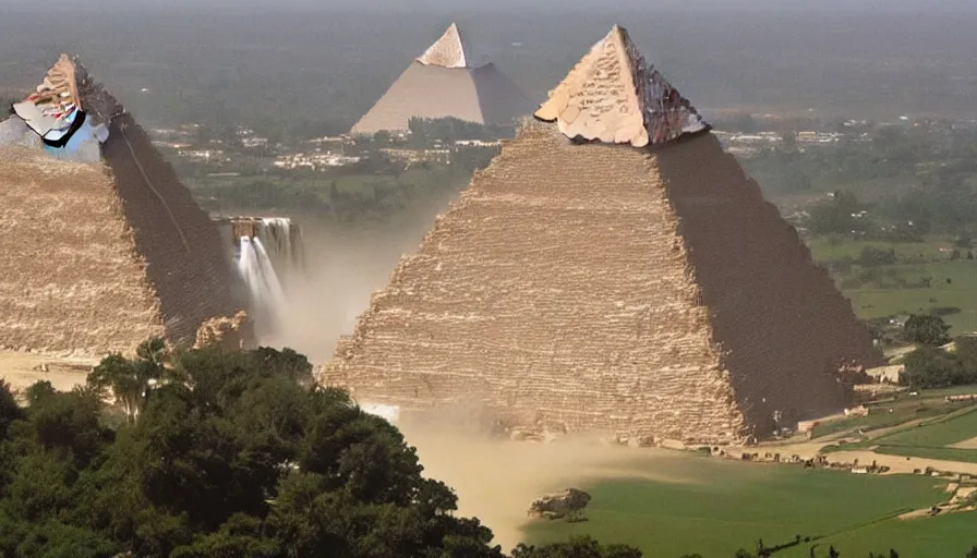 Image similar to waterfalls are flowing down the pyramids, archive photo, paradise