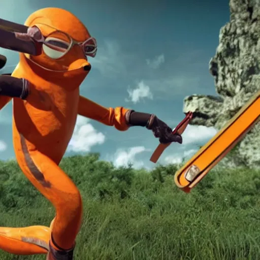 Image similar to Gordon Freeman Battling a headcrab in the Sonic Green Hill Zone 4k graphics exclusive HalfLife DLC.