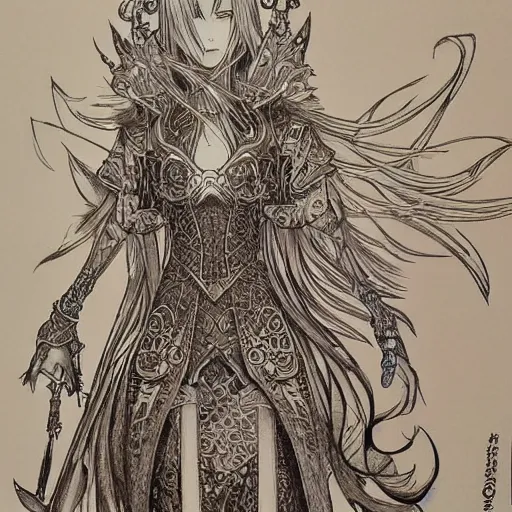 Prompt: a mage from final fantasy 14 drawn by Yoshitaka Amano, intricate, amazing line work, psychedelic