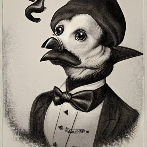 Image similar to a chicken butler with a fancy mustache and a monocle, highly detail, digital art, accurate anatomy,