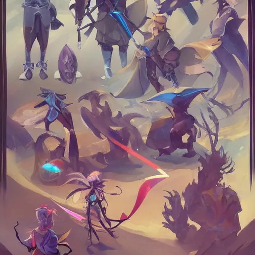 Prompt: Nine separated props, swords, and magic weapons from a game asset concept with no character art by Jen Zee, Rossdraws, James Jean, Andrei Riabovitchev, 2d side scrolling game , no character, and Sakimichan, trending on artstation , assets