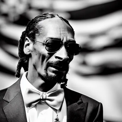 Image similar to vintage photograph of Snoop Dogg speaking at the Million Man March, Sigma 40mm, portrait, black and white