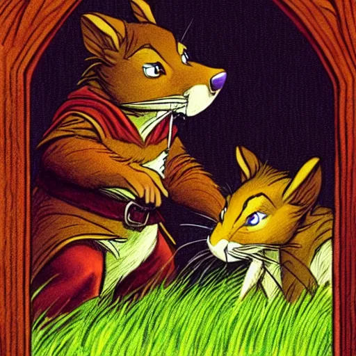 Image similar to a scene from redwall by brian jacques