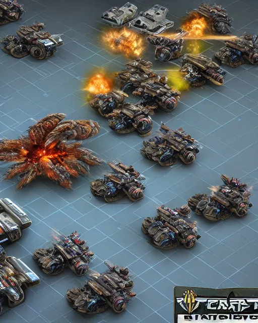 Prompt: starcraft game battle with tanks and marines, photorealism