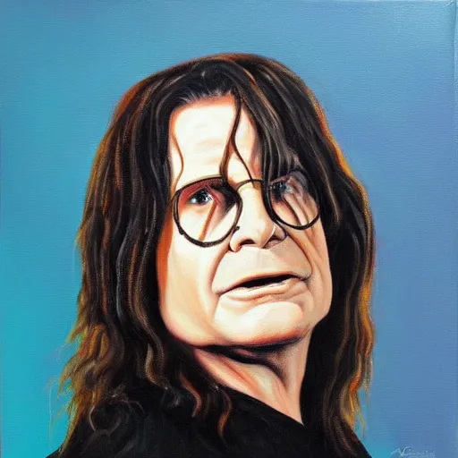 Image similar to ozzy osbourne, oil on canvas