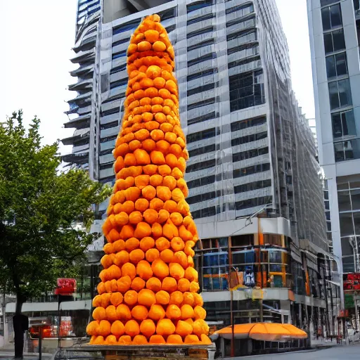 Prompt: the brand new goldfish cracker tower in downtown toronto