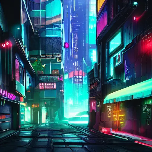 Image similar to Cyberpunk city, alley, neon and hologram, cinematic lighting, artstation, cgsociety, concept art, highly detailed and realistic