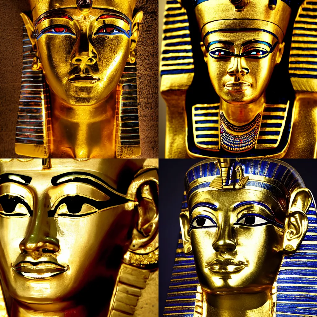 Prompt: Egyptian pharaoh sarcophagus that looks like Elton John, 4k, DSLR photo, beautiful, sparkling, golden