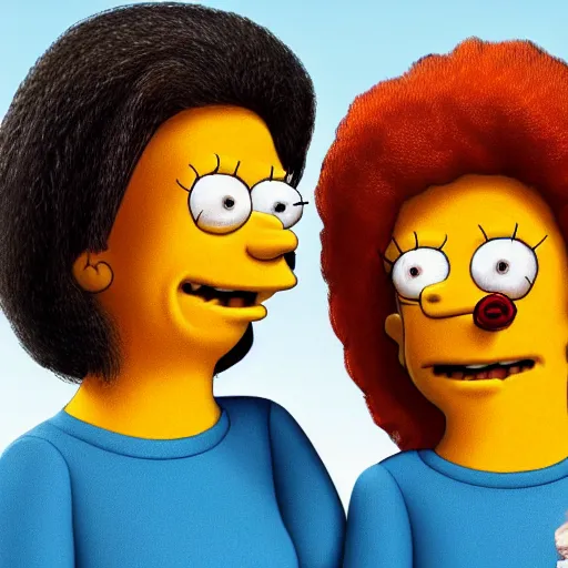 Image similar to stunning award winning hyperrealistic hdr 8 k highly detailed portrait photo of twins sherri and terri on the simpsons as real humans