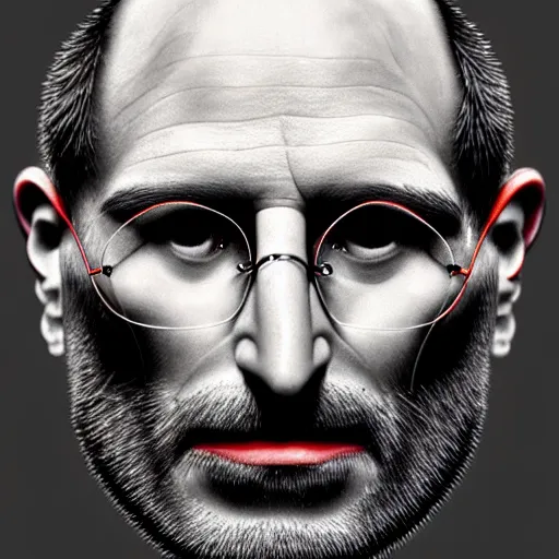 Image similar to apples arranged in the shape of a face resembling steve jobs, fantasy, intricate, elegant, highly detailed, lifelike, photorealistic, digital painting, artstation, illustration, smooth, sharp focus, art by giuseppe arcimboldo