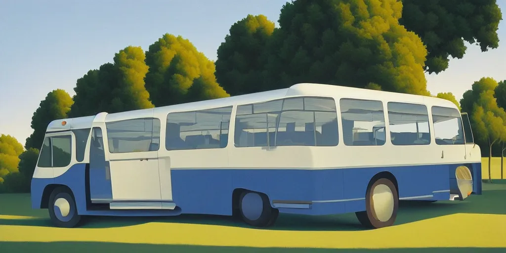 Image similar to autobus, blue sky, summer evening, kenton nelson