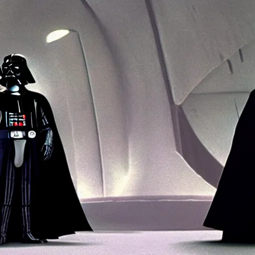 Prompt: a still of darth vader and luke in nightmare before christmas