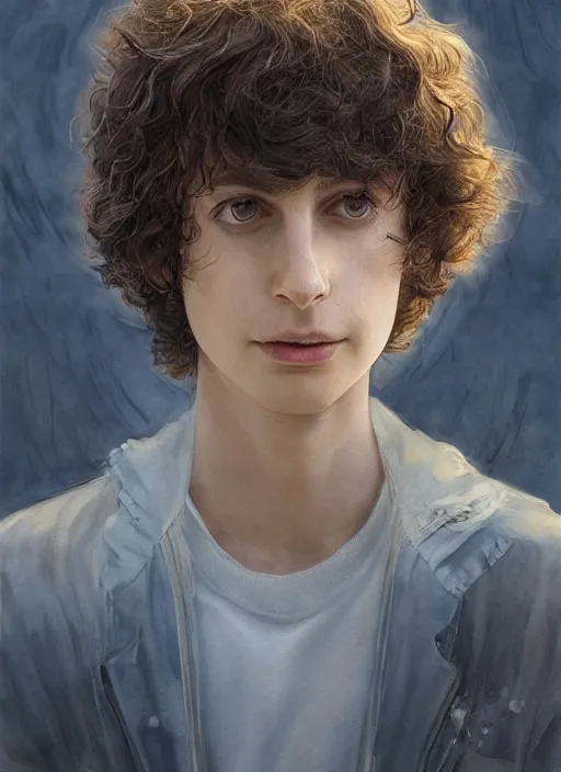 Image similar to portrait, Finn Wolfhard, watercolor, dramatic lighting, cinematic, establishing shot, extremely high detail, foto realistic, cinematic lighting, digital art, vector, by Yoshitaka Amano, Ruan Jia, Kentaro Miura, Artgerm, post processed, concept art, artstation, matte painting, style by eddie mendoza, raphael lacoste, alex ross