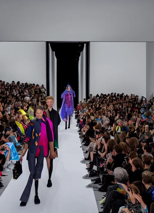 Image similar to hyperrealistic and heavy detailed balenciaga runway show of rick and morty , Leica SL2 50mm, vivid color, high quality, high textured, real life