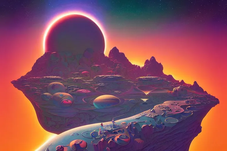 Image similar to a cosmic dreamscape by paolo eleuteri serpieri and tomer hanuka and chesley bonestell and daniel merriam and tomokazu matsuyama and makoto shinkai, clearly defined outlines, unreal engine, high resolution render, featured on artstation, octane, 8 k, highly intricate details, vivid colors