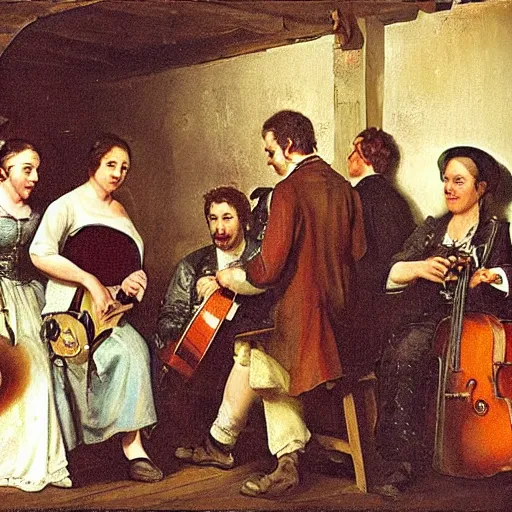 Image similar to the corries performing music in a tavern