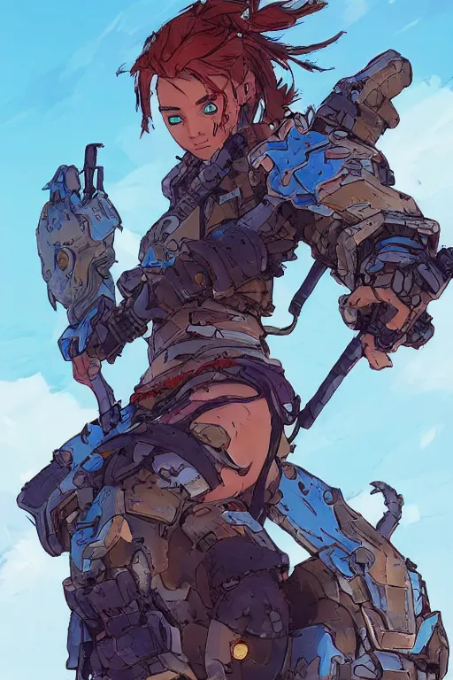 Image similar to combination suit armor aloy horizon forbidden west horizon zero dawn robot ninja mask helmet backpack tribal, art gta 5 comics, official fanart behance hd artstation by jesper ejsing, by rhads, makoto shinkai and lois van baarle, ilya kuvshinov, ossdraws radiating a glowing aura cgi rtx 2 0 2 2