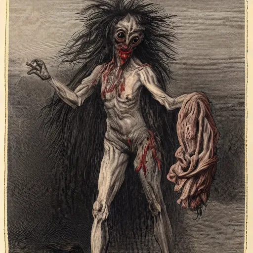 Image similar to a humanoid monster, scary, highly detailed, red, in the style of elisabeth vigee le brun