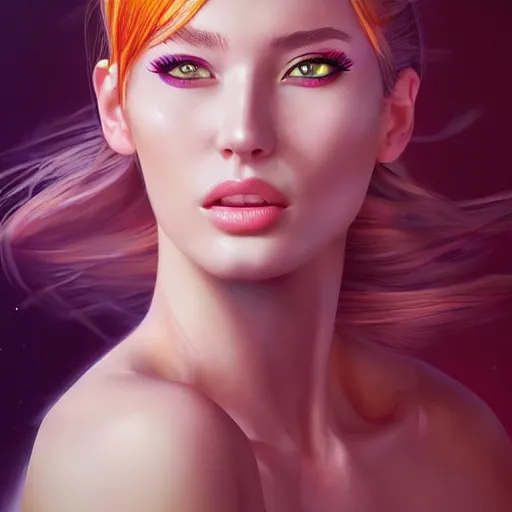 Image similar to half - electric striking woman, cute - fine - face, pretty face, oil slick hair, realistic shaded perfect face, extremely fine details, realistic shaded lighting, dynamic background, artgerm, 8 k ultra realistic, highly detailed, ando tadao