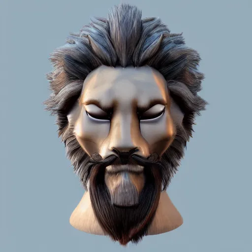 Image similar to a man with a lion head, zoom out, smooth, 8k, unreal engine 5, digital art