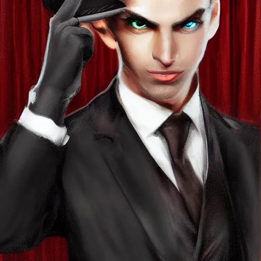 Image similar to urban fantasy butler that looks similar to michael kane, handsome, photorealistic, 4 k, oil painting filter, balding, well dressed, pet rat on shoulder