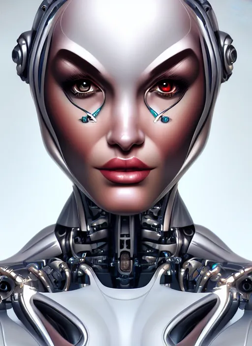 Image similar to portrait of a cyborg woman by Artgerm, biomechanical, hyper detailled, trending on artstation