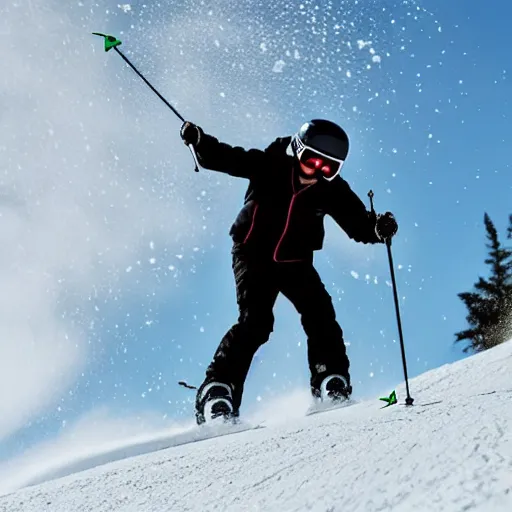 Prompt: photo of a guy skiing, the ground is all ice - cream!!!!!!!!!!!!!!!