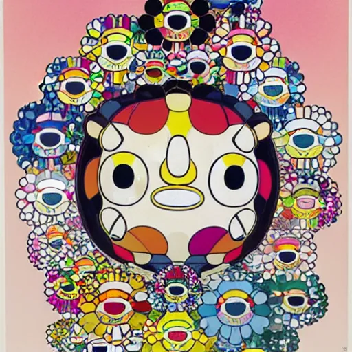 Prompt: a poster design by takashi murakami,