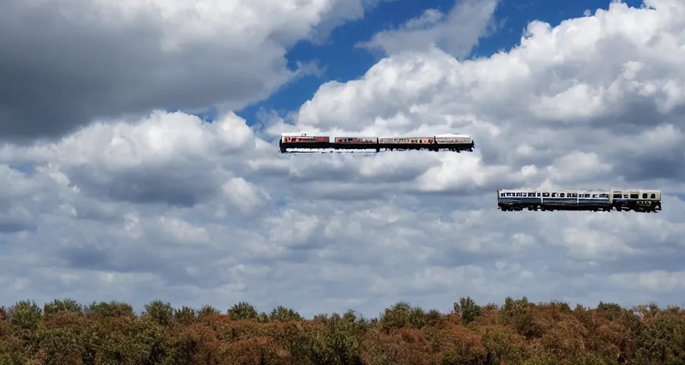 Image similar to a train flying on the sky