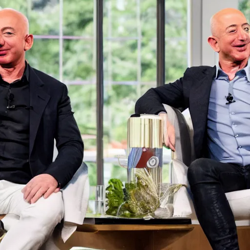 Image similar to jeff bezos and elon musk bathing together in beans