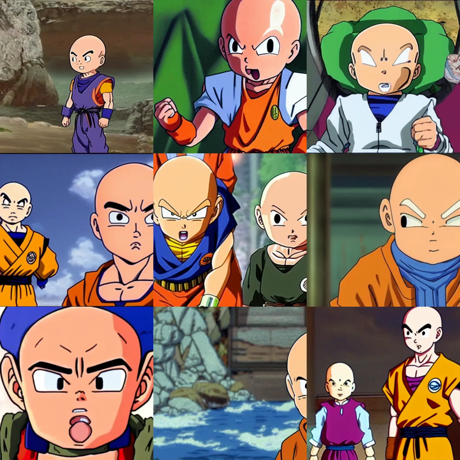 Prompt: a screenshot of karl pilkington as krillin in the dragonball z anime