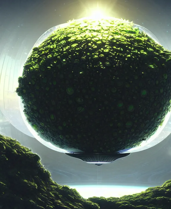 Prompt: dyson sphere, transparent clear see - through image of lush botany, aurora spaceship environment, ultra realistic, concept art, photorealistic, octane render, 8 k, unreal engine. art by gustave dore and nori inoguchi and sam kaplan and zachary goulko and christopher marley and artgerm and alphonse mucha