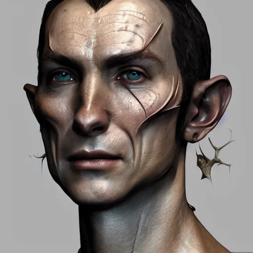 Image similar to hyperrealistic mixed media image of daedric prince from skyrim, stunning 3 d render inspired art by greg rutkowski and xiang duan and thomas eakes, perfect facial symmetry, flesh texture, realistic, highly detailed attributes and atmosphere, dim volumetric cinematic lighting, 8 k octane detailed render, post - processing, masterpiece,