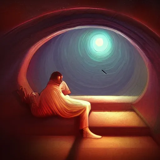 Image similar to looking into a sleeping person's dreams, digital art, sci - fi