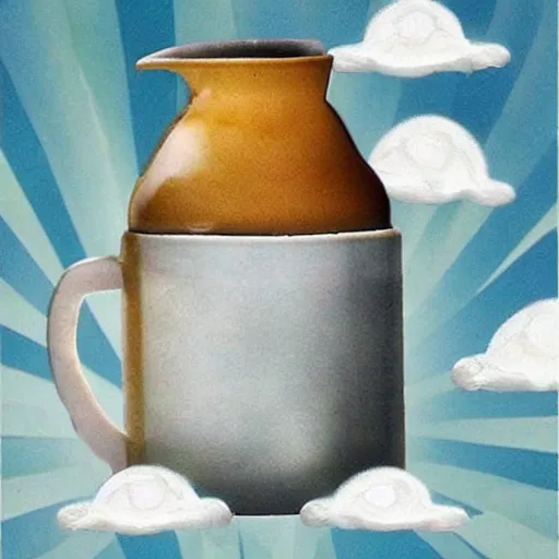 Image similar to milk jug god, in the clouds, godly, divine, beautiful