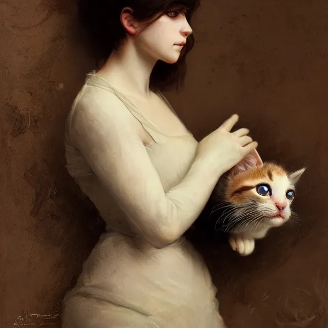 Prompt: portrait of a kitten, highly detailed, unreal engine 5, professional portrait photography, candid photography, by greg rutkowski and alphonse mucha and loish and wlop