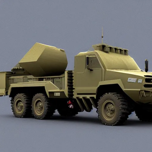 Prompt: himars truck, concept art, 3 d, unreal engine