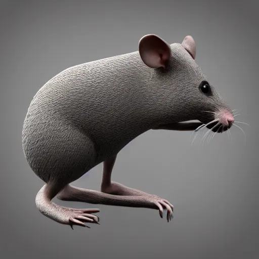 Image similar to huge armless rat, 3d render