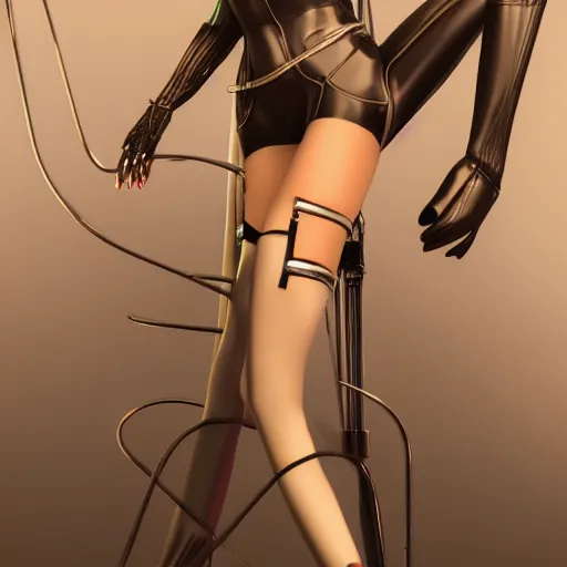 Prompt: gorgeous gynoid posing in stockings, hyperrealistic, octane, highly detailed,