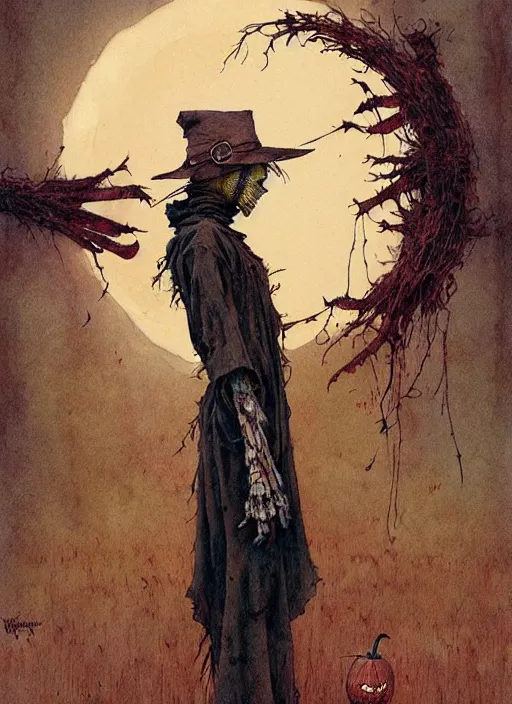 Image similar to halloween scarecrow by chiara bautista and beksinski and norman rockwell and greg rutkowski weta studio, and lucasfilm