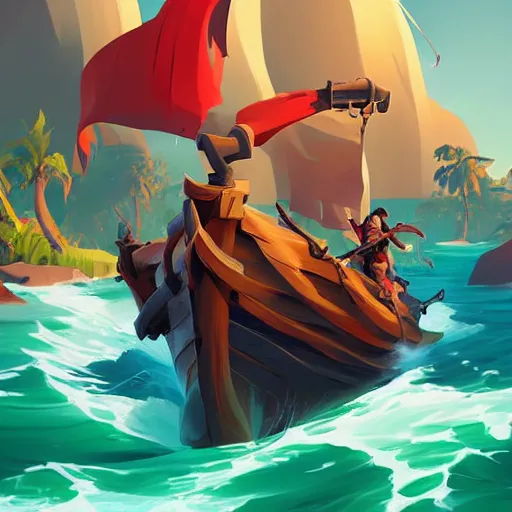 Image similar to painting treasure on sea of thieves game smooth median photoshop filter cutout vector, behance hd by jesper ejsing, by rhads, makoto shinkai and lois van baarle, ilya kuvshinov, rossdraws global illumination