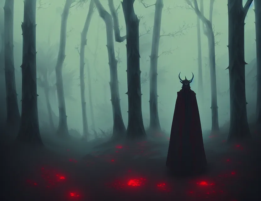 Prompt: a demonic figure coming out of the woods. lots of fog, by nashimanga, anime illustration, anime key visual, beautiful anime - style digital painting by wlop, amazing wallpaper