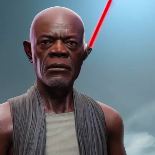 Prompt: rey and mace windu combined into a single person, detailed, 4 k, realistic, accurate