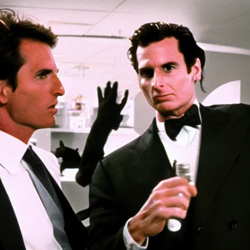 Image similar to patrick bateman Beating a furry