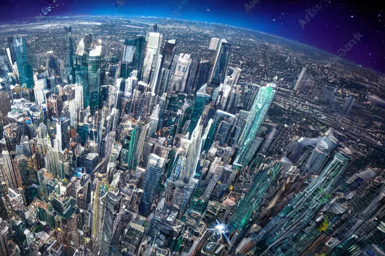 Image similar to planetwide alien cityscape viewed from outer space