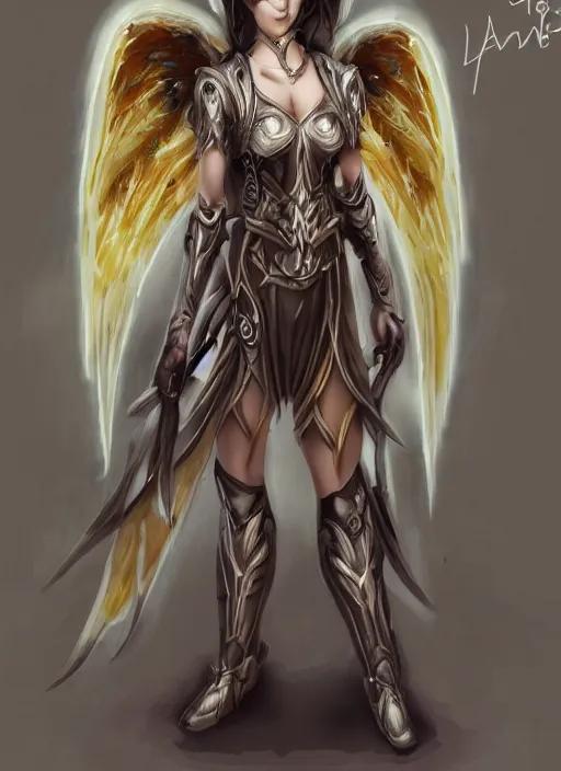 Prompt: concept art. angel knight girl. artsation trending. highly detailed