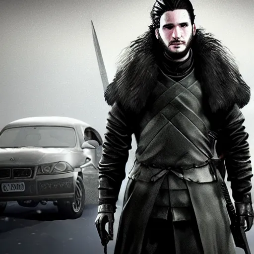 Prompt: Jon Snow in the style of GTAV