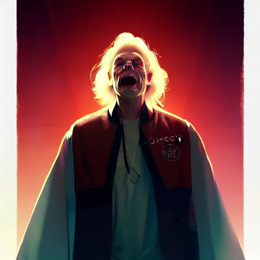 Prompt: elon musk / doc brown, disney animation, sharp, illustration, sharp, fanart, anime key art by greg rutkowski, bloom, dramatic lighting sharp focus, cinematic, artbook, smooth, centered